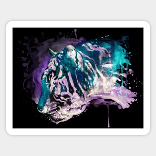 Abstract Tiger Profile Reversed Colors Sticker